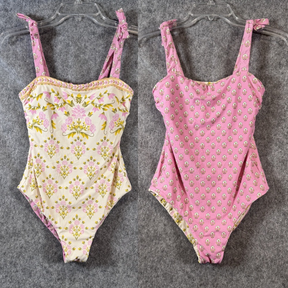 A Loves A Girls Reversible One Piece Swim Girls Size 16 Floral Pink Bandeau